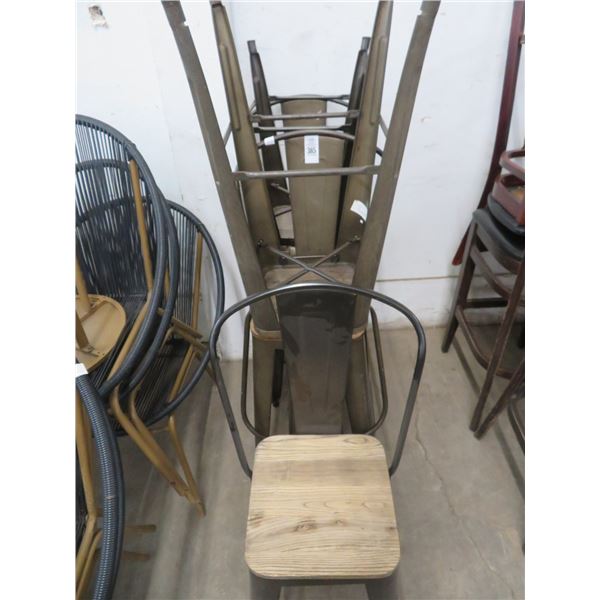 Metal w/Wood Base Patio Bar Stools - 5