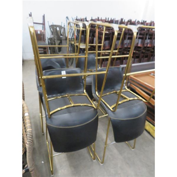 8-Contemporary Black Padded Gold Framed Bar Stools - 8 X $