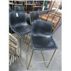 Image 3 : 8-Contemporary Black Padded Gold Framed Bar Stools - 8 X $