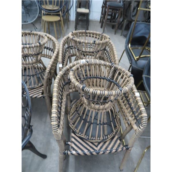 Wicker Style Patio Chairs 6, End Tables 3