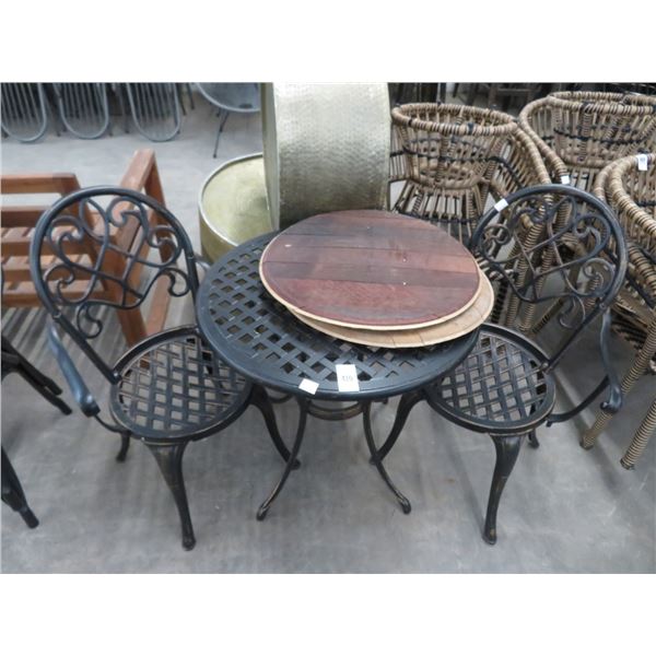 Cast Round Bistro Patio Table w/2 Chairs