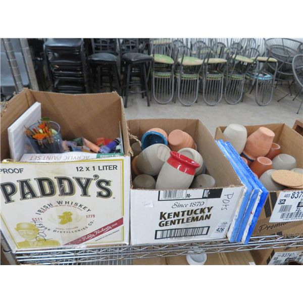 Paint Sets, Glazed Vases, Fruit Dishes, Buddha Cups - 2 Shelves