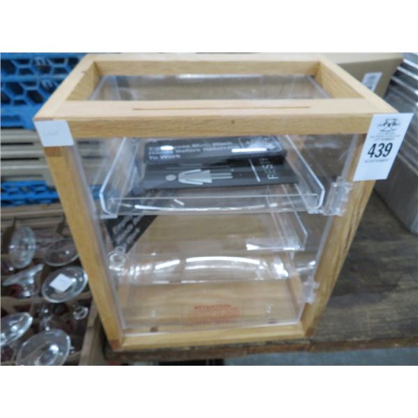Small Wood Trim Plexi Countertop Merchandiser