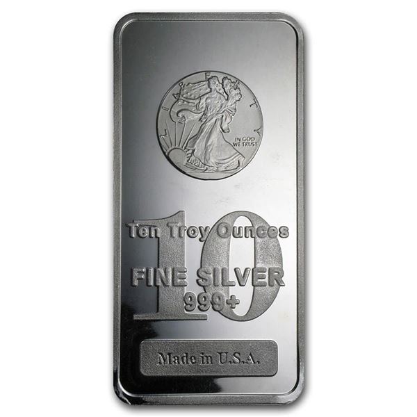 10 oz .999 Silver Bar - Walking Liberty Design