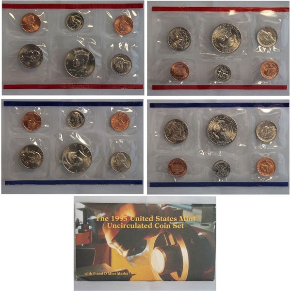 1995 P&D Mint Set Brilliant Uncirculated US with Envelope & COA 10 Coin Set