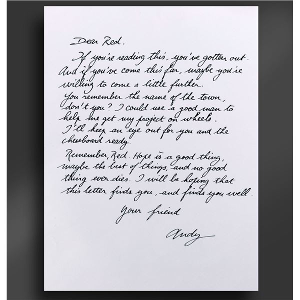 Shawshank Redemption (1994) - Andy Dufresne (Tim Robbins) Original "Dear Red" Letter