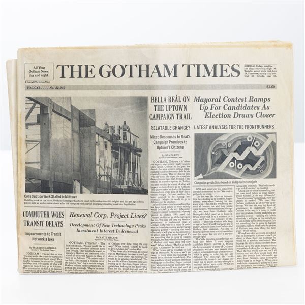 The Batman (2022) - Original Gotham Times Newspaper
