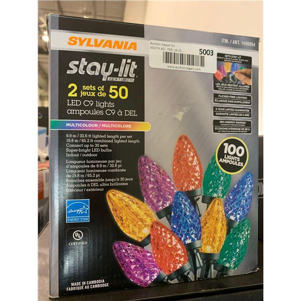 Sylvania stay-lit led lights, 2 sets of 50