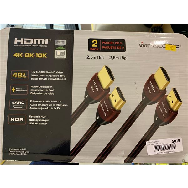 HDMI cables, 8 feet in length pack of 2