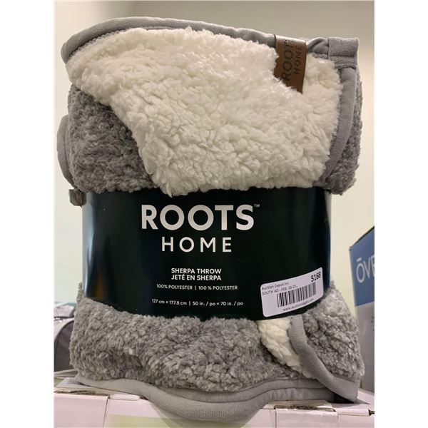 Roots Home Untra Soft Sherpa Throw 50 x 70 inch NEW Grey