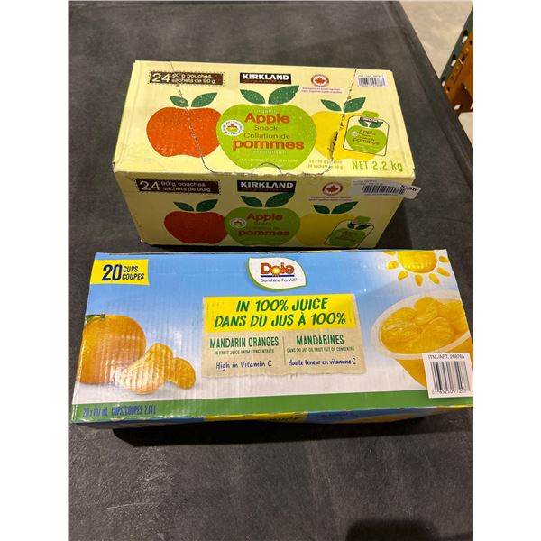 Kirkland Apple snacks and Dole mandarin oranges 20 count