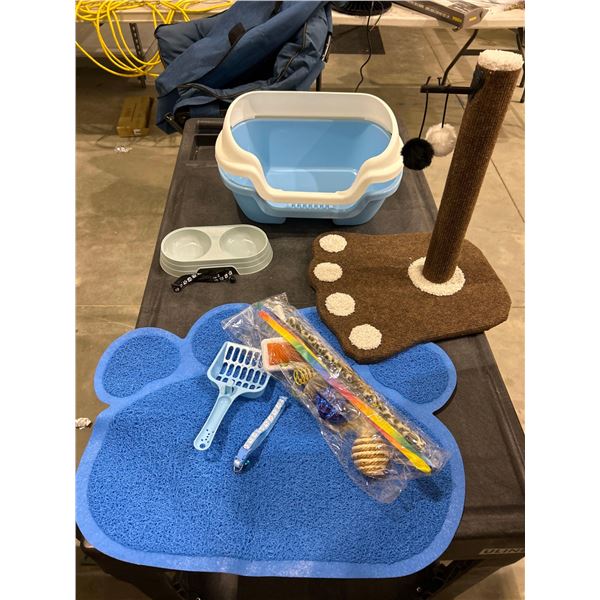 Cat Beginer Kit with litter box, toys, dishes and accessories NEW