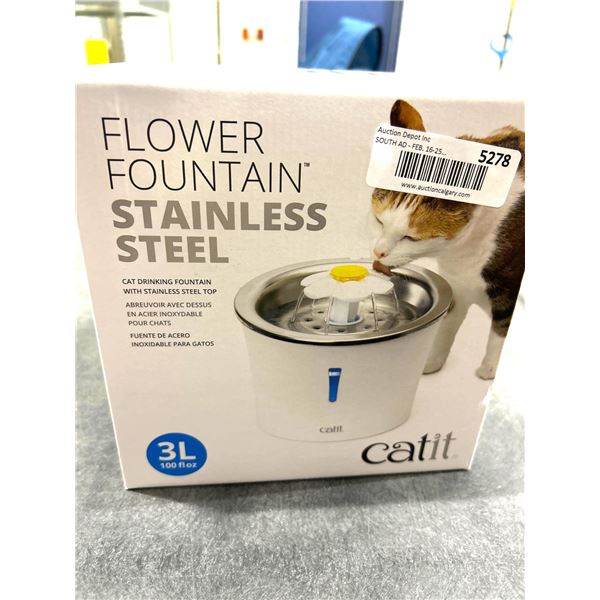 Catit Flower Stainless Steel Cat Drinking fountain NEW