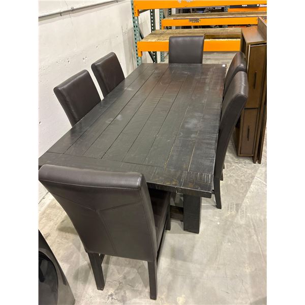 Dining room table with 6 chairs, see damage in picture