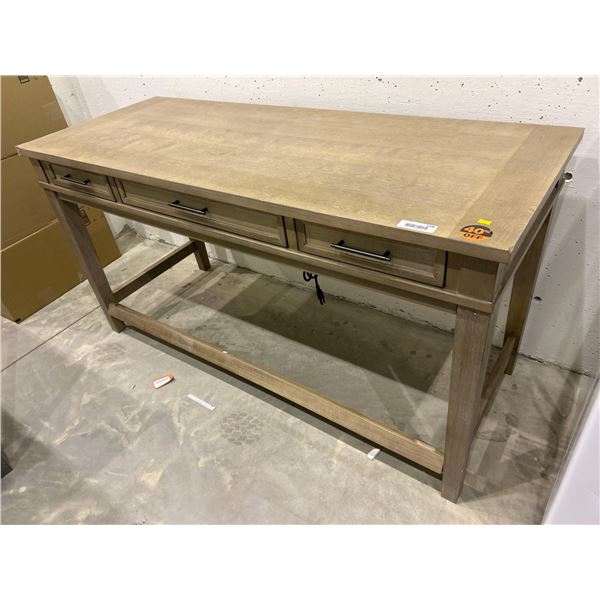 Light brown entry way table with sliding drawers