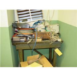 LOT - TABLE W/ ASSORTED CONTENTS