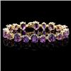 Image 2 : 40.00ct Amethyst & 1.00ct Diam Bracelet in 14k Gol