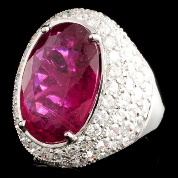 9.33ct Rubellite & 3.11ctw Diam Ring in 18K Gold