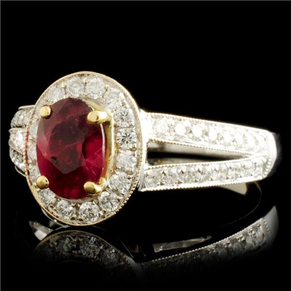 18K Ruby & Diamond Ring, 1.08ct & 0.55ctw