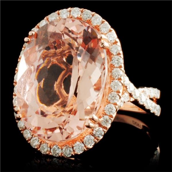 11.21ct Morganite & 0.91ct Diam Ring in 18K Rose G