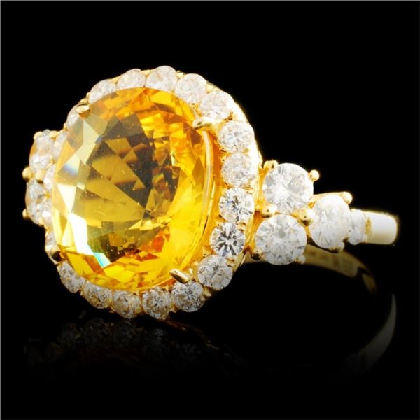 18K Gold Ring with 5.35ct Sapphire & 1.35ctw Diam