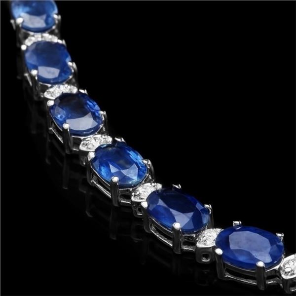 12ct Sapphire & 0.50ct Diam Bracelet in 14k Gold