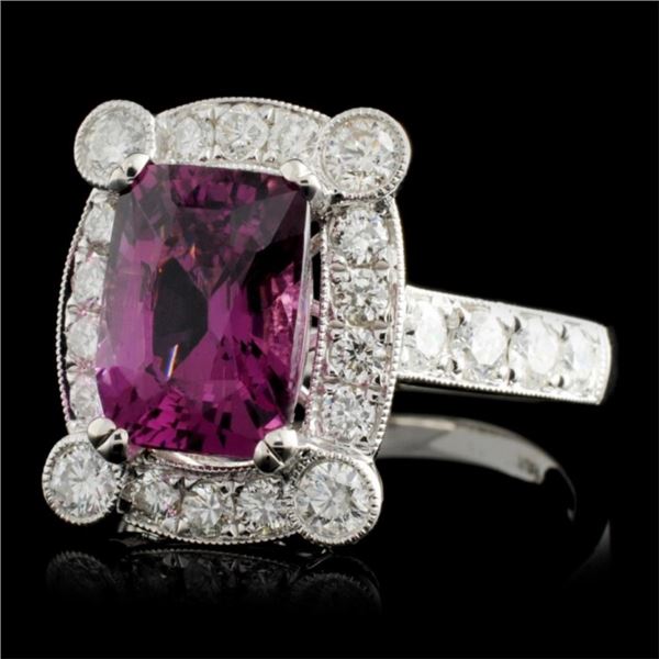 3.09ct Spinel & 1.00ct Diamond Ring in 18K WG