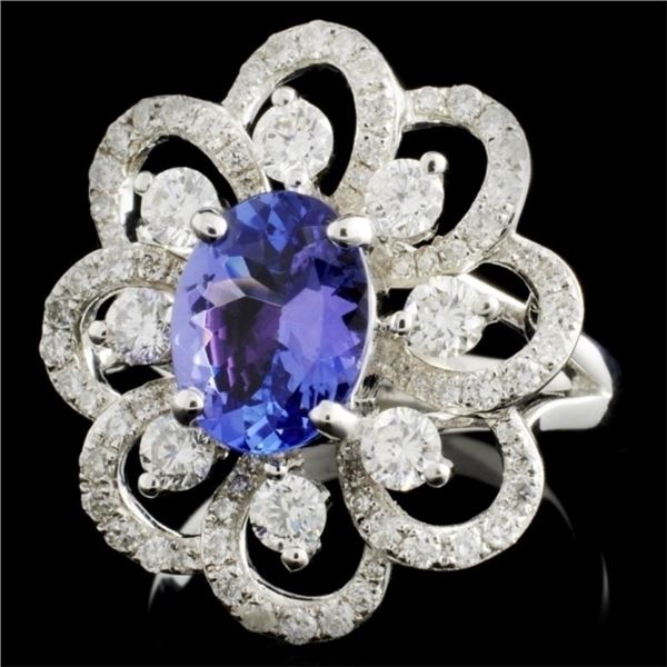 1.75ct Tanzanite & 1.22ct Diamond Ring in 18K WG