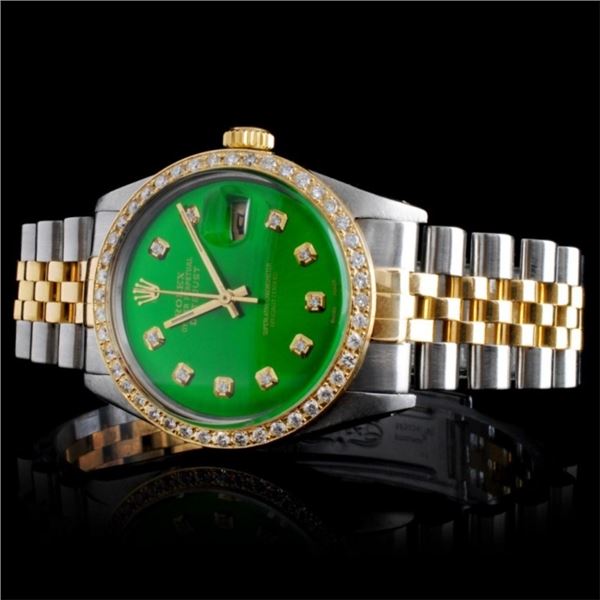 Diamond 36MM Rolex DateJust Watch in YG/SS