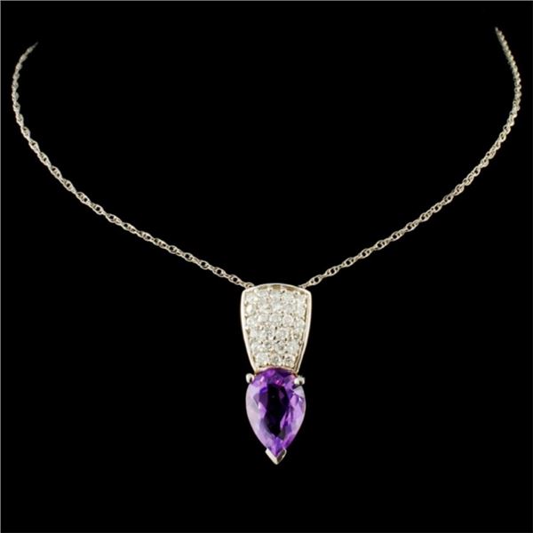 14K Gold Pendant 2.30ct Amethyst & 0.60ctw Diam