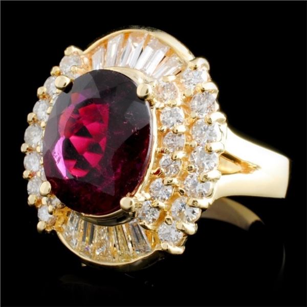 14K Gold Ring 4.02ct Tourmaline & 1.36ctw Diam