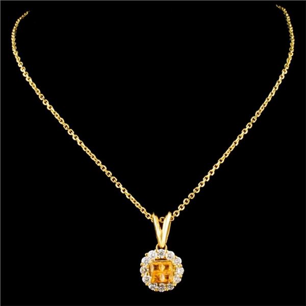 18K Gold Pendant 0.36ctw Sapphire & 0.43ctw Diam