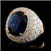 Image 1 : 7.60ct Sapphire & 3.08ct Diamond Ring in 18K Gold