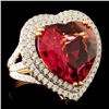 Image 3 : 16.47ct Rubellite & 1.76ctw Diam Ring in 18K Gold