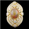 Image 2 : 14K Gold Opal Ring with 2.85ct Diamonds