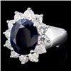 Image 1 : 14K Gold Ring: 5ct Sapphire & 1.25ctw Diamonds