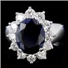 Image 2 : 14K Gold Ring: 5ct Sapphire & 1.25ctw Diamonds
