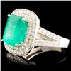 Image 1 : 18K Gold 5.50ct Emerald and Diamond Ring 1.09ctw