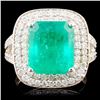 Image 2 : 18K Gold 5.50ct Emerald and Diamond Ring 1.09ctw