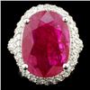 Image 2 : 10.32ct Ruby & 2.40ctw Diamond Ring in 14K Gold