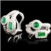 18K Gold Earrings 0.87ct Emerald & 0.76ctw Diam