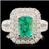 18K Gold 1.32ct Emerald & 1.19ctw Diamond Ring