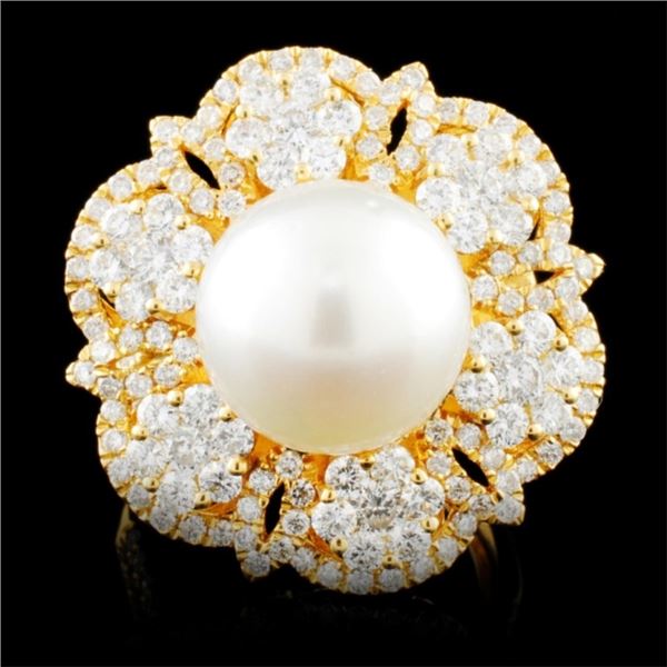 18K Gold 11.50MM Pearl & 2.18ctw Diamond Ring