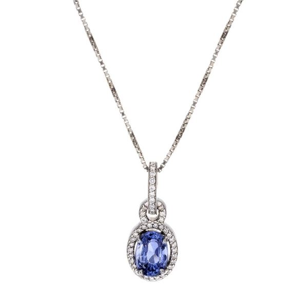 18K Gold 1.77ctw Sapphire & 0.23ctw Diamond Pendan
