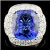 18K Gold 12.50ct Tanzanite & 2.28ctw Diamond Ring