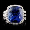 18K Gold 12.70ct Tanzanite & 1.23ctw Diamond Ring
