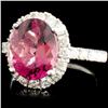 Image 2 : 14K Gold 3.36ct Tourmaline & 1.10ctw Diamond Ring