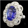 Image 2 : 18K Gold 8.49ct Tanzanite & 2.30ctw Diamond Ring