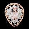 Image 1 : 14K Gold 3.72ct Morganite & 0.71ctw Diamond Ring