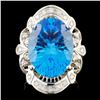 14K Gold 11.16ct Topaz & 0.30ctw Diamond Ring
